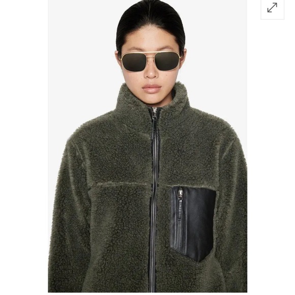 Anine Bing Ryder Jacket, Olive Green, Large, $375 - Picture 2 of 7